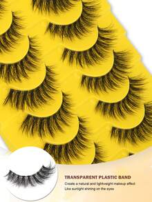 10 Pairs False Eyelashes, Large Capacity Eyelash Box, Thick And Curly, Self-Adhesive D-Curl, Soft And Fluffy, Reusable, Suitable For Beginners, Perfect For Cosplay, Daily Dates, Parties And Outings - Black - View 4