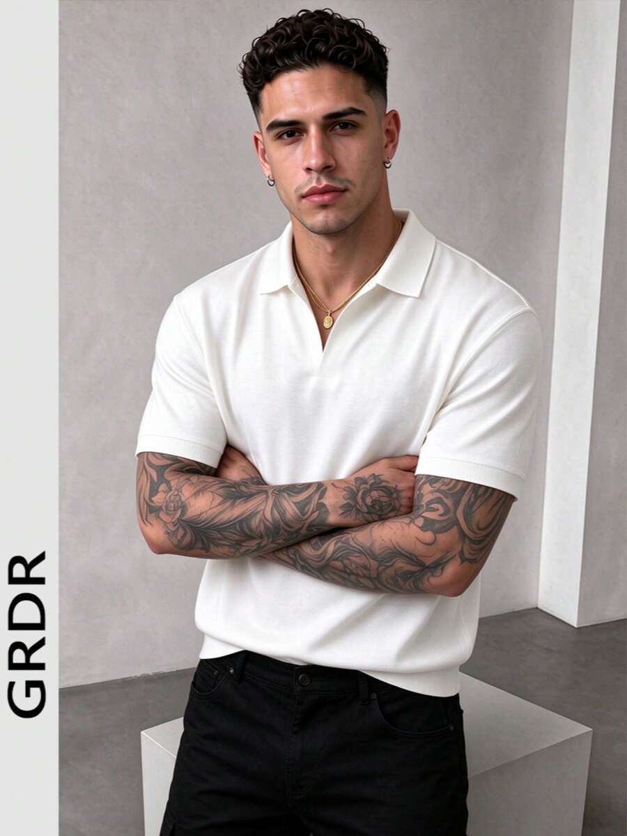 GRDR Men's Thin Breathable Polyester Crew Neck Simple Short Sleeve T-Shirt | Casual - White - View 1