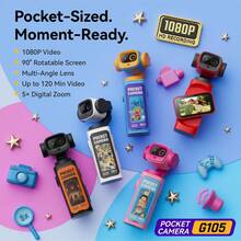 Pocket Camera G105, 1080P HD Video Kids Action Camera, 270° Rotatable Lens, 5X Digital Zoom, Built-In Flashlight, 1.47" IPS Screen, 120 Mins Recording, Portable Mini Vlog Camera For Travel Outdoor Recording - View 2