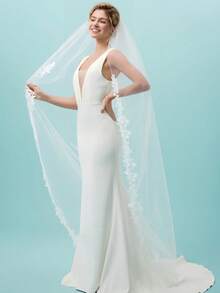 Wedding Veil 1 Tier With Metal Comb For Brides | Soft Tulle, Metal Comb, Perfect For Church, Beach Or Garden Wedding - Ivory - View 8