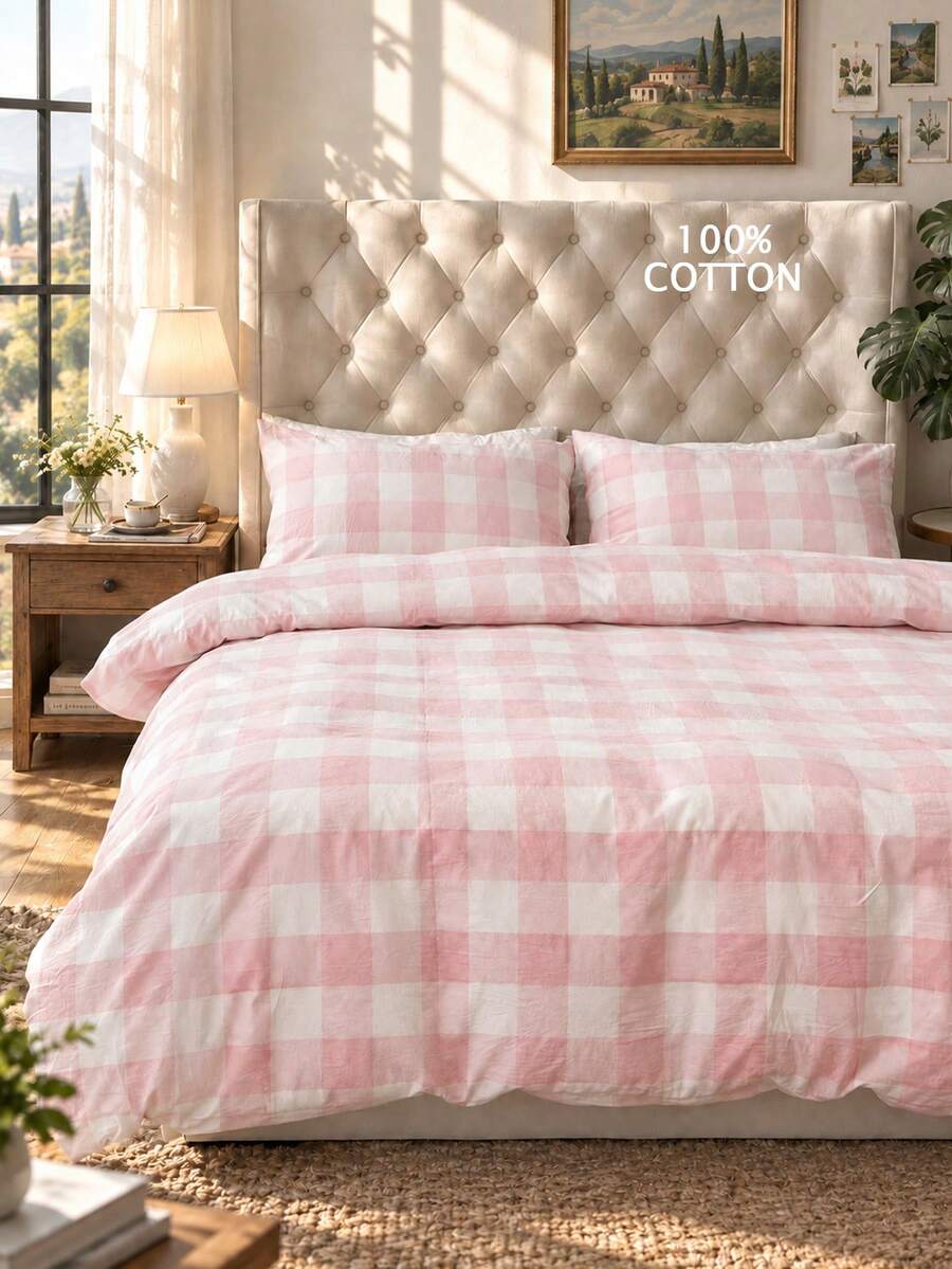 2/3pcs Linen Duvet Cover Set (1 Duvet Cover, 1/2 Pillowcase), Without Filler, Suitable For Bedroom, Guest Room - Multicolor - View 1