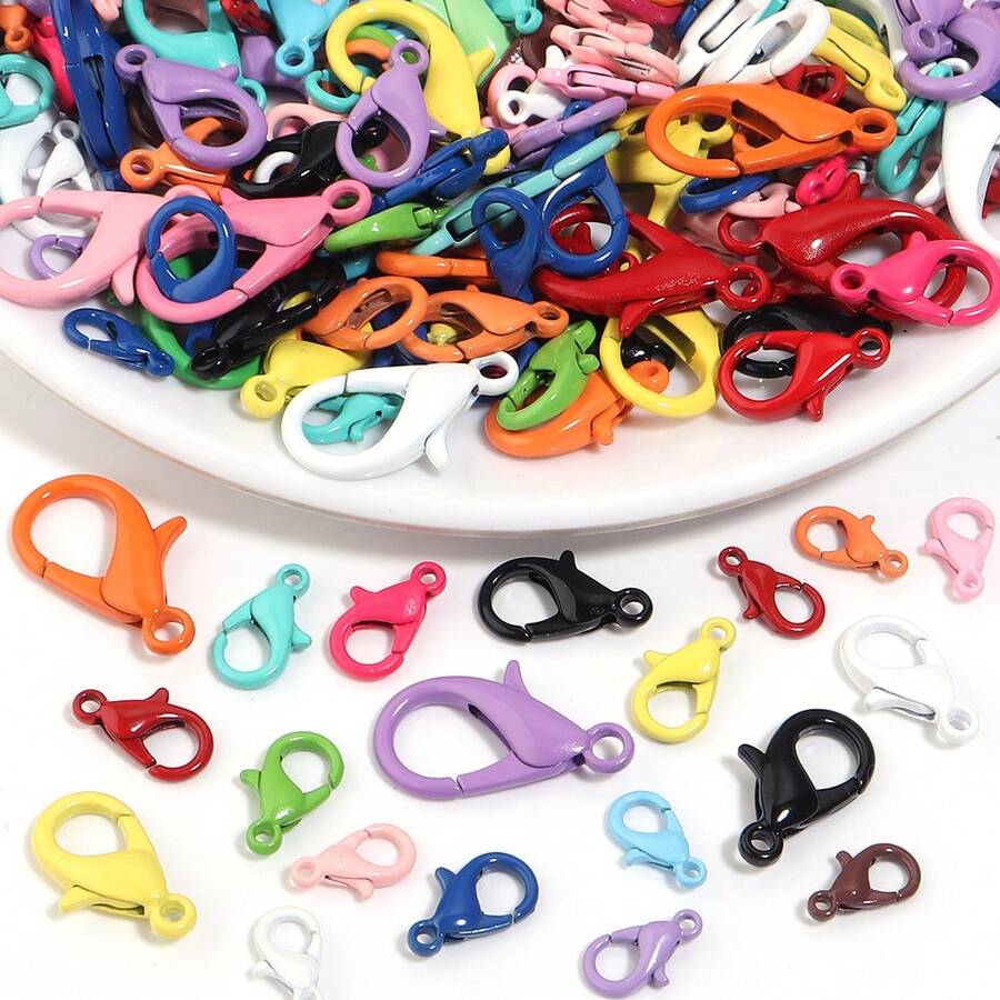 30pcs/Pack Colorful Enamel Lobster Clasp Keychain Accessories, Multi-Color Mixed Spring Buckle, Smooth Opening And Closing, Sturdy, Suitable For Making Bag Charms, Doll Pendants, DIY Handmade Jewelry Supplies, Multiple Bright Colors Available.