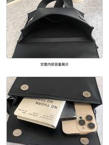 韓式極簡 PU 翻蓋信封包 中性款 高級質感 斜挎胸包 肩背包 小方包/極簡復古/時尚百搭/商務包/手機包/大容量防水/日常通勤 - 棕色 - 查看 11