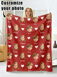 1pc Customized Flannel Blanket With Photo And Text, Office Nap Blanket, Comfortable Blanket, Mother's Day/Father's Day Gift For Parents, Bedding Blanket, Bed Custom Blanket, Custom Text Blanket, Personalized Home Decor Blanket - Multicolor - View 14
