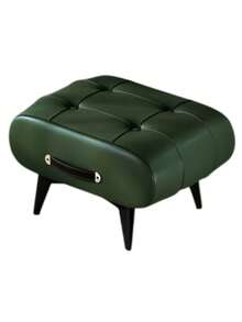 Multi-Color PU Leather Upholstered Ottoman, Button Tufted Rectangle Foot Stool With Carry Handle & Solid Wood Legs, Soft High-Density Sponge Padded, Multi-Purpose Footrest Vanity Stool, Living Room Bedroom Entryway Decor, Christmas Housewarming Gift - Multicolor - View 11