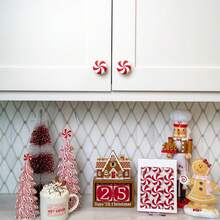 6pcs Red Mint Decorative Knob Covers, Suitable For Christmas Holiday, Kitchen Decor, Cabinet Decor, Christmas Door Handle Protectors - Multicolor - View 4