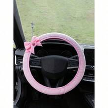 Car Interior Bowknot Steering Wheel Cover & Seat Belt Shoulder Pad Set - Wear-Resistant Protective Cover - All Season - Bow - View 5