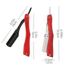 Fashion Straight Razor Holder, Foldable Wood Grain Shaving Razor Stand, Beard Contour Precision Shaping, Holder Only, No Blades Included, Men's Grooming Gift, Men's Thanksgiving Gift - Multicolor - View 6