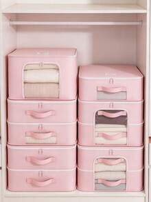 1pc Soft Minimalist Style Fabric Storage Box, Rectangular Organizer Bin With Transparent Visual Window, Space Saving Clothes Sorting Container, Wardrobe Drawer Organizer, Ideal For Christmas Gift, Bedroom Closet, Dresser, Home Closet Storage - Multicolor - View 9