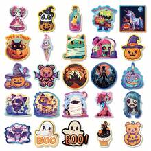 50pcs Cute Halloween Waterproof Vinyl Stickers, Pumpkin Ghost Witch Bat Zombie Decals, Suitable For Water Bottles, Laptops, Skateboards, Scrapbooks Decoration - Multicolor - View 7