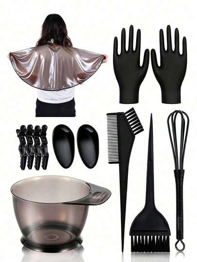 Professional High-Quality Hair Dyeing Tool Set Includes Salon-Grade Tools, Dyeing Bowl And Black Brush Set, Styling Tools, Products And Accessories. Suitable For Hair Salons, Beauty Parlors, Back To School, Travel