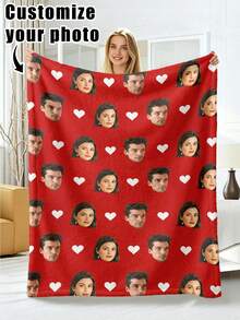 1pc Customized Flannel Blanket With Photo And Text, Office Nap Blanket, Comfortable Blanket, Mother's Day, Father's Day Gift For Parents, Bedding Blanket, Bed Customized Blanket, Customized Text Blanket, Home Personalized Customized Blanket - Multicolor - View 7