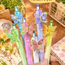 1/5/10pcs Colorful Flower Butterfly Scented Retractable Ballpoint Pens, Highly Attractive Neutral Pens With Soft Grip, Smooth Writing, Suitable For Diaries, Office, Classroom Rewards, Learning Supplies, Activity Prizes, Exquisite Gift Pens, Random Styles - Multicolor - View 5