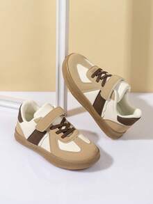 Children's German Training Shoes, Unisex Casual Sports Shoes, Hook And Loop Design, Easy To Wear, New Style Low-Top Sneakers - Khaki - View 4