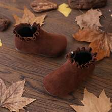 Vintage Brown Girls' Ankle Boots, Side Zipper Soft Sole Toddler Walking Boots, Versatile Autumn/Winter Children's Ankle Boots - Brown - View 6