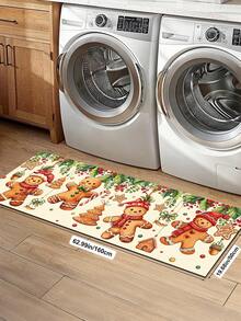 1/2pcs Christmas Kitchen Decor Rug, Christmas Gingerbread Man Pattern Design Winter Kitchen Rug And Mat, Non-Slip Washable Absorbent Kitchen Accessories Decor Mat, Christmas Holiday Gift! - Multicolor - View 13