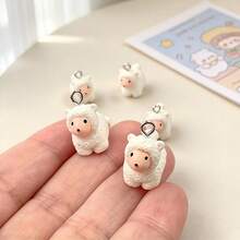 10pcs Cute Sheep Resin Jewelry Accessories, Adorable Lamb Pendants, Suitable For DIY Bracelets, Necklaces And Earrings Making - Lamb Pendant - View 4