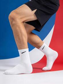 1/5/10/20 Pairs Men's Mid-Calf Socks, Diagonal Stripe Waist Band, Anti-Slip Shock Absorption, Simple Casual - Multicolor - View 2