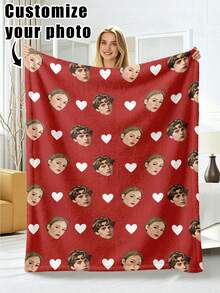 1pc Customized Flannel Blanket With Photo And Text, Office Nap Blanket, Comfortable Blanket, Mother's Day And Father's Day Gift For Parents, Bedding Blanket, Bed Customized Blanket, Customized Text Blanket, Home Personalized Customized Blanket - Multicolor - View 19