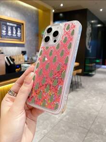 1pc Transparent TPU+PC Soft & Hard Combined Pink Liquid Quicksand Christmas Style Red Bow Ribbon Christmas Tree Pattern Anti-Drop Phone Case, Fashionable Versatile Creative Personalized Full Coverage Phone Case, Suitable For Girlfriend, Best Friend, Wife, Couples, Relative, Boss, Couple, Classmate, Teacher, Colleague, Yourself Birthday Gift, Holiday Gift, Compatible With/Matching Phone Case/Liquid Quicksand Phone Case/Interesting Phone Case/Android Phone Case/ Phone Case - Multicolor - View 4