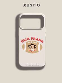 Officially Licensed Paul Frank Liquid Silicone Phone Case, Full Coverage Anti-Drop Protection For Camera, Cartoon Monkey And Football Pattern, New Protective Cover Compatible With IPhone 13/14/15/16/17/18 Pro Max - Multicolor - View 1