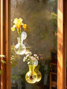 Wall-Mounted Transparent Hydroponic Vase, Suitable For Pothos Plants, Plastic Hanging Rack With Suction Cups, Spherical Vase, Suitable For Office And Home Decor, Home Gardening, Window Plant Propagation Station - Multicolor - View 16