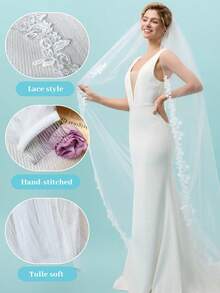 Wedding Veil 1 Tier With Metal Comb For Brides | Soft Tulle, Metal Comb, Perfect For Church, Beach Or Garden Wedding - Ivory - View 4