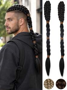 24 Inch Warrior Braided Ponytail Claw Clip Hairpiece For Men, Handmade Viking Style Pony Tail Extension For Daily Looks & Styling - Multicolor - View 1