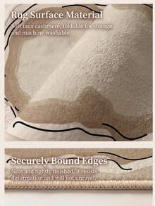 1PC Beige Abstract Line Border Pattern Living Room Rug, Modern Minimalist Wabi-Sabi Style Art Faux Cashmere Asymmetrical Wavy Shape Machine Washable Area Rug, Suitable For Daily Home/Housewarming/All Seasons Large Size Floor Mat, Aesthetic Home Decor - Multicolor - View 8
