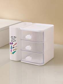 Mini Desktop Drawer Storage Box With Cute Clouds Pattern Decoration, Drawer Design,Hair Clip Storage Box, Plastic Multi-Layer Jewelry And Cosmetics Storage Box,Suitable For Dressing Table, Bedroom, Office, Suitable For Storing Daily Necessities - Multicolor - View 12