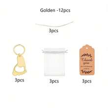 Footprint Keychain Bottle Opener Set, DIY Shower Supplies, Suitable For Guests With Transparent Hard Cloth Bags, Thanks To Labels And Rope, Gender Revealing Party Decoration Gift (Gold) - View 8