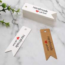 100 قطعة بطاقات هدايا مصنوعة يدويًا + 20 متر حبل جوت، بطاقات ورق كرافت مطبوعة بعبارة "Handmade With Love"، مناسبة لصناعة الحرف اليدوية، الزفاف، عيد الميلاد، الحفلات، العطلات أو المناسبات الخاصة، ديكور معلق، ديكور الهدايا - A - مشاهدة 5