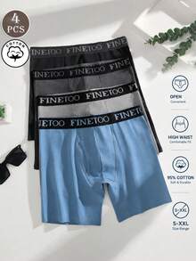 4pcs Men's Multi-Color Letter Webbing Soft Comfortable Open-Front Boxer Briefs, Men's Underwear S-XXL - Multicolor - View 1