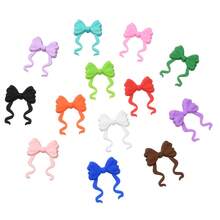 10pcs 37x27mm Macaron Color Curled Ribbon Bow Silicone Beads, Sweet Handmade Beaded DIY Beads For Pen, Keychain, Bag Pendant Decoration - bow tie - View 7