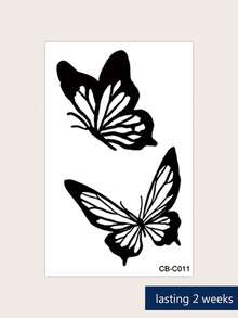 Herbal Juice Semi-Permanent Magic Tattoo Sticker, Ins Style Hollow Butterfly Pattern, Long-Lasting 14 Days, No Fading, Non-Reflective, Temporary Tattoo Sticker For Waist, Abdomen, Back, Legs And Body, 1pc/Pack - Blue - View 9