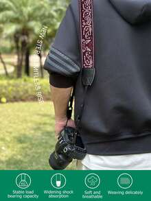1pc Boho Paisley Jacquard Camera Strap, Wide Decompression Adjustable Neck Sling, Compatible With DSLR, Mirrorless & Film Cameras, Travel Photography Accessory - View 2