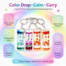 Liquid Motion Bubbler Keychains - Liquid Timer For Stress Relief - Dual-Color Oil Drop Liquid Keychain, Visual Art Pendant - Fidget Keychains For Gifts And Party Favors - Mesmerizing Sensory Toys - Adult Stress Relief Toy, Home & Office Decor - Multicolor - View 10