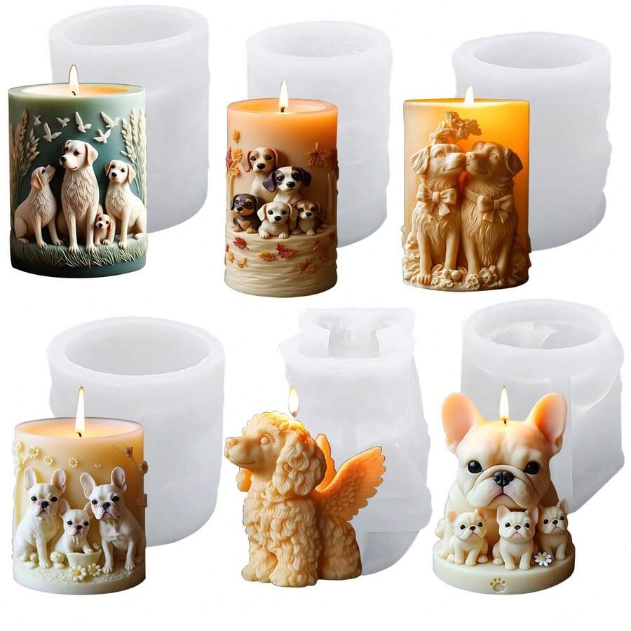 1pc Animal Series Cute Puppy Shaped Aromatherapy Candle Silicone Mold - White - View 1