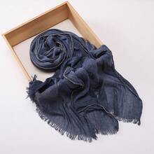 Khăn trùm đầu hijab Hồi giáo thời trang kín đáo, nhuộm loang vân, mềm mại, đính xích, vân nhăn tự nhiên, thoáng khí - Nhiều màu - Xem 9