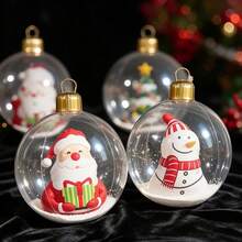 1pc Glowing Inflatable Christmas Ball (Ball-In-Ball Design With Santa Claus, Snowman And Christmas Tree Patterns), Suitable For Indoor/Outdoor Holiday Decor, Christmas And New Year Party Decoration And Holiday Gifts - Balloon Light - View 12
