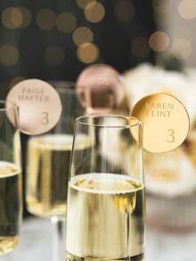 Personalized Champagne Glass Name Place Cards Gold Acrylic Wine Glass Drink Charms Place Name Tag Cocktail Glass Marker Drect Custom Wedding Escort Cards - Multicolor - View 3
