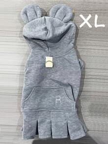 1pc Cute Gray Pet Hoodie, Casual Comfortable Soft, Suitable For Teddy Poodle And Other Small To Medium Pets Dog/Cat Clothes - Grey - View 9