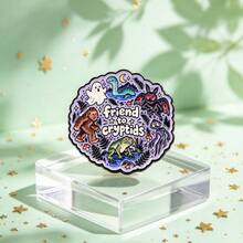 "Friend To Cryptids" Enamel Pin, Cartoon Mythical Creatures Metal Lapel Brooch, Bigfoot Mothman Nessie Badge For Jacket Backpack Hat Clothing Decor - Multicolor - View 4