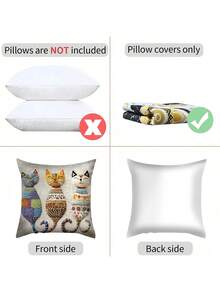 shangxia 1pc Simple & Fashionable Cat Pattern Decorative Pillow Cover, Suitable For Sofa, Chair, Bed, Car, Living Room, Office, Zippered Closure, Home Decor, Bedroom Decor, Holiday Decor, Party Decor (Pillow Insert Not Included) (Single-Sided Print) (No Embroidery) - Multicolor - View 7