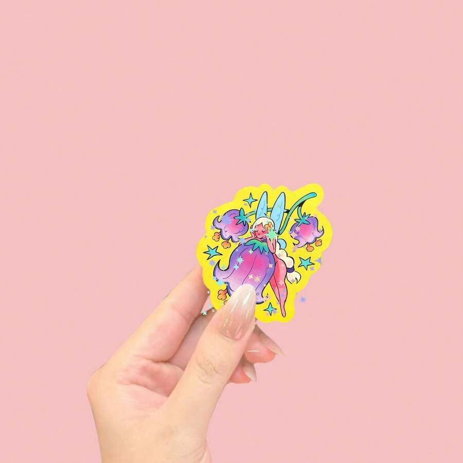Cute Floral Fairy Art Vinyl Sticker Die-Cutting Sticker, Cool Aesthetic ...