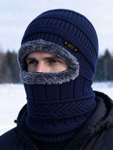 1pc New Autumn/Winter Windproof Fleece Balaclava Hat, Unisex Warm Headwear Suitable For Daily Outdoor Cycling - Multicolor - View 7