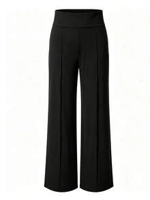 Women's High Waist Wide Leg Yoga Pants, 3D Tailoring, Front Pleated Design, Suitable For Fitness, Exercise And Daily Commute. - Black - View 5