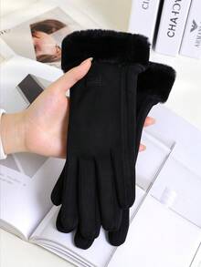 1 Pair Autumn/Winter Cold Weather Gloves, Touchscreen Finger Protection Gloves, Fleece Lining, Unisex, Multiple Colors Available, Suitable For Snow Sports, Can Be Used As Christmas Or Holiday Gift - Multicolor - View 12