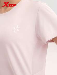 XTEP Short Sleeve Sports Set | 2 Pieces Short Sleeve Set, Autumn 2026 New Breathable Comfortable Sports Set For Women, Milkshake Pink - Milkshake Powder - View 8