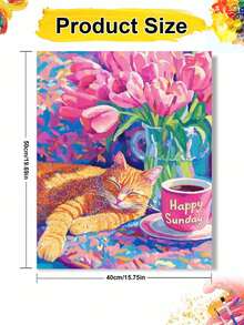 1pc A Resting Cat DIY Oil Painting By Numbers, Canvas Painting DIY Crafts, Adult Home Decoration, Holiday Gift. - Sets - View 9